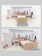 Nordic style villa, dollhouse, children's play, mini simulation furniture, bedroom, kitchen, wooden toys, boys and girls