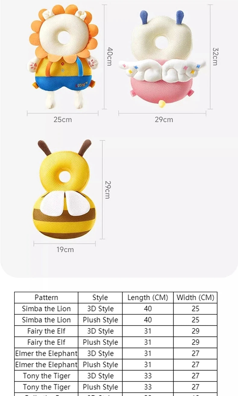 AIBEDILA Baby Head Protector Safety Pad Cushion Cartoon Anti Fall Back Pillow Headrest Newborn Infant Toddler Baby Protection