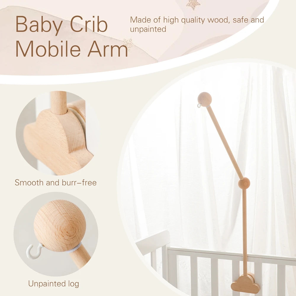 Baby Rattle Toy 0-12 Months Toys Wooden Mobile Bed Bell Floor Stand Bracket Newborn Bed Bell Hanging Holder Bracket Infant Crib