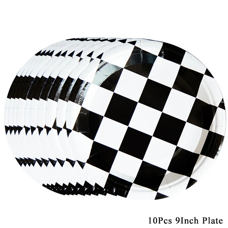 Racing Car Theme Disposable Tablecloth Red Black White Checkered Pattern Boys Kids Birthday Party Decoration Supplies Gifts ﻿