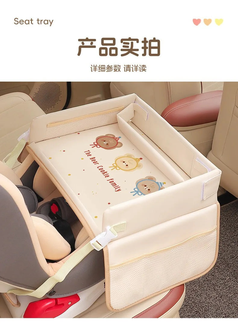 Baby Car Waterproof Storage Dining Table, Cartoon Kids Car Safety Seat Tray, Universal Small Table Board for Strollers