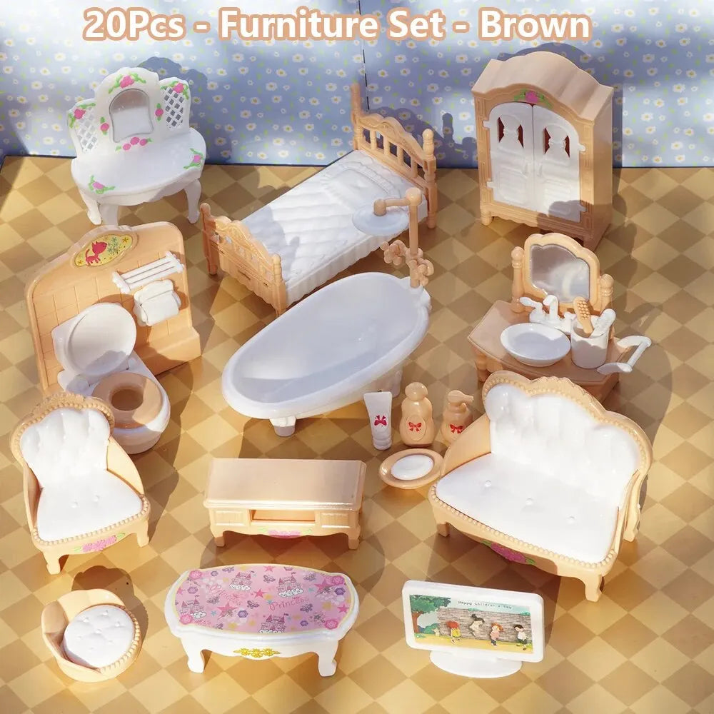 Hot Sale Cute Kawaii Pink 10 Items/Lot Miniature Dollhouse Furniture Accessory Kids Toys Kitchen Cooking Things For Girl Gifts