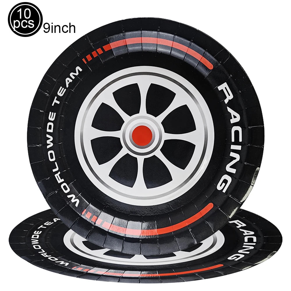 Racing Car Theme Disposable Tablecloth Red Black White Checkered Pattern Boys Kids Birthday Party Decoration Supplies Gifts ﻿