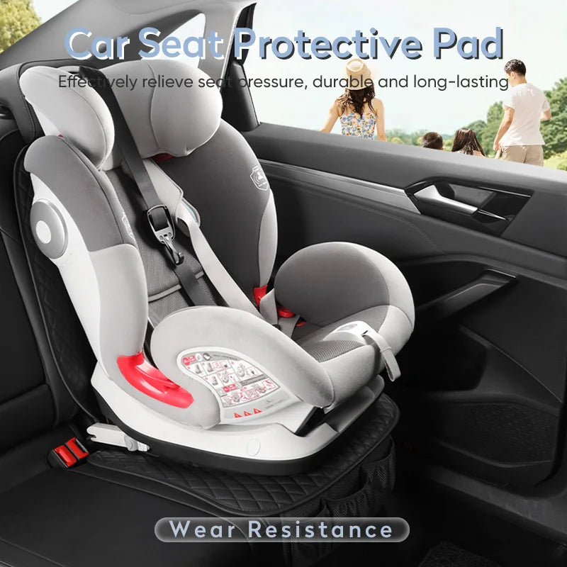 Car Seat Safety Protector Leather Pad for Kids Baby Pets Universal Rear Seat Cushion Child Protective Mat With Storage Net Cover