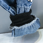 Baby boy clothes spring autumn fashion ripped denim suit letter denim jacket hooded vest + bottoming shirt + pants 3-piece set