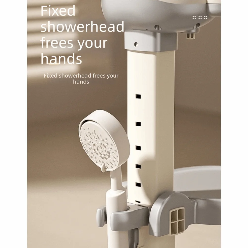 Non-Slip Baby Bath Stand Adjustable Free-Standing Baby Standing Shower Stand Safe Multifunctional Infant Bath Support
