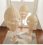 Rattan Hot Air Balloon Wall Decor Hand Woven Photo Props Kids Room Kindergarten Nursery Hanging Wall Decor Ornament