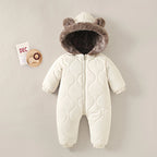 Boys New Born baby Clothes Autumn Winter Fleece-Lined Hooded Romper Pants Perfect for Outdoor Toddler Girl Little Girls Clothing