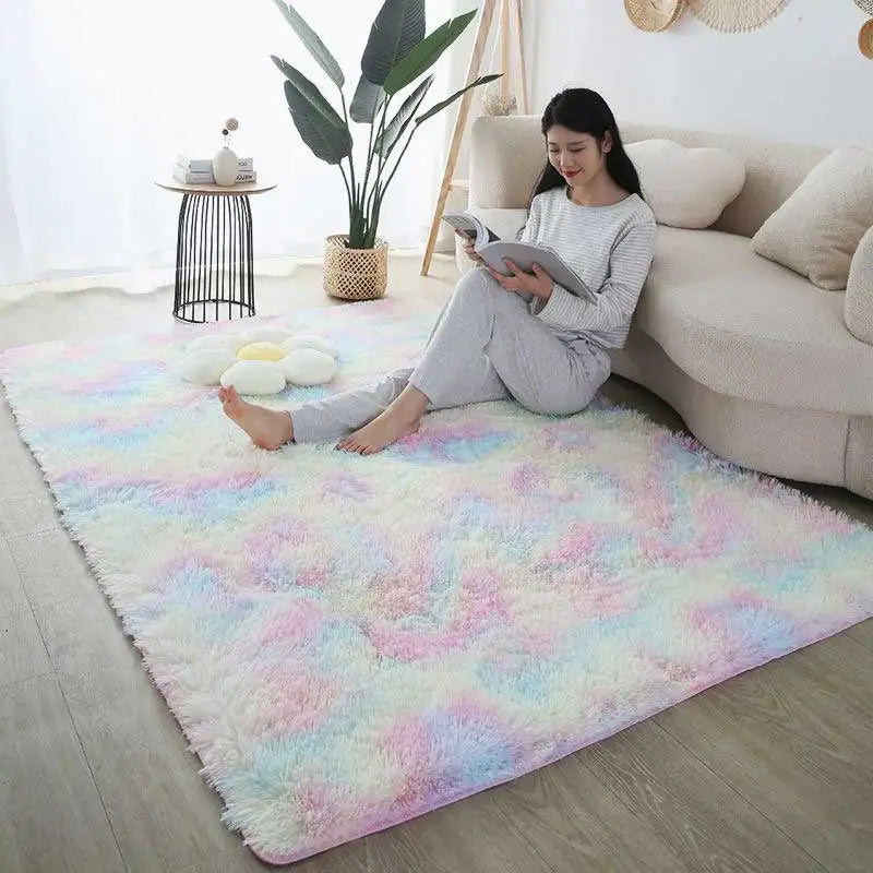 Furry Carpet Living Room Mat Modern Bedroom Nordic Style Decoration Carpet Large Size Black Gray White Non Slip Children's Rugs