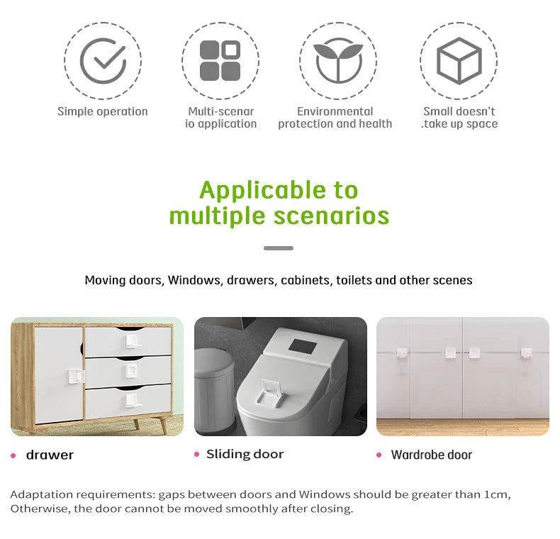 MIRTHBABY-Baby Safety Slide Window Locks for Kids Proof Patio Closet Doors Sliding Glass Door Child Lock- white