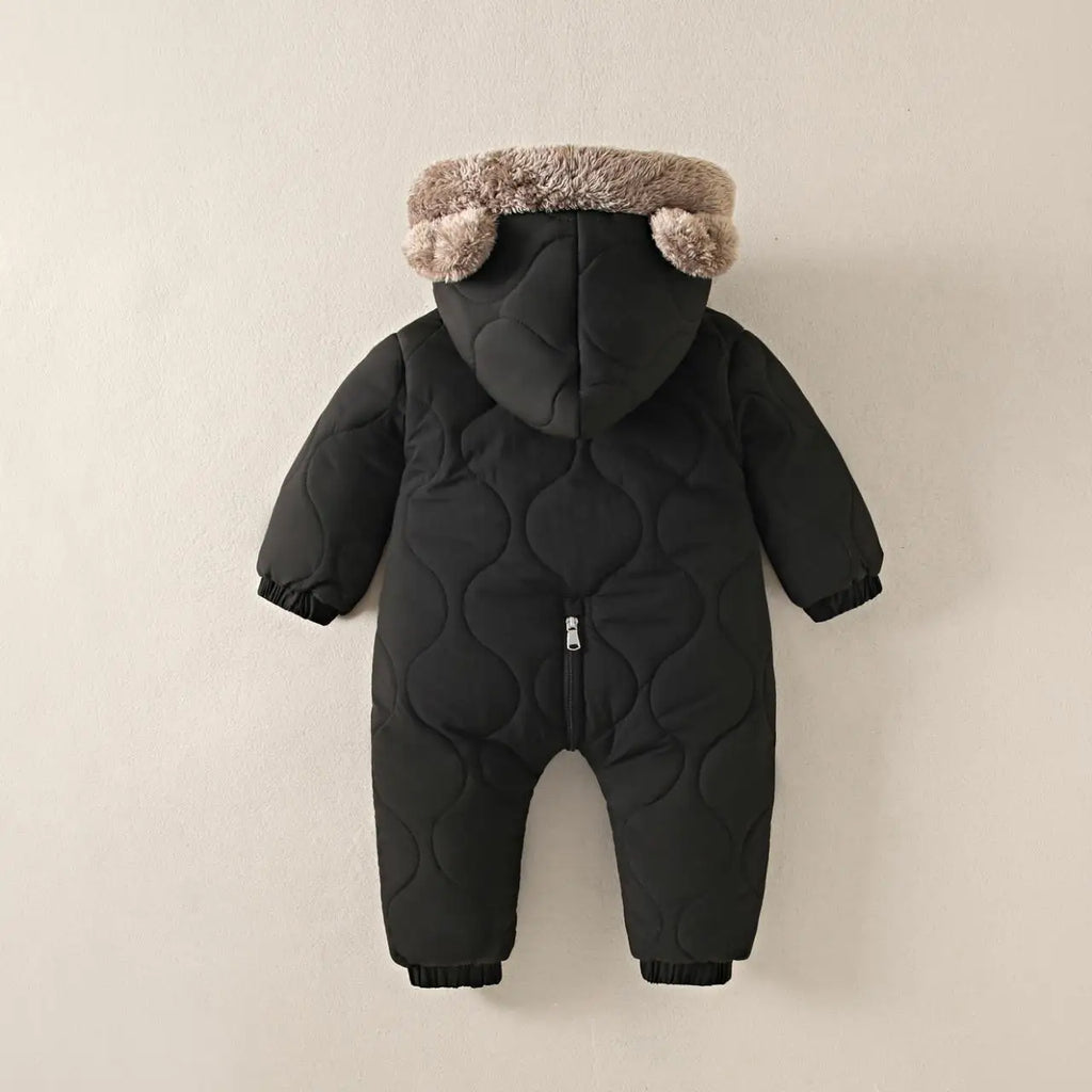 Boys New Born baby Clothes Autumn Winter Fleece-Lined Hooded Romper Pants Perfect for Outdoor Toddler Girl Little Girls Clothing