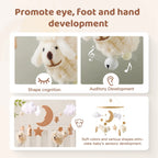 Wooden Rattles Toys Baby Crib Mobile Bed Bell Soft Felt Hot Balloon Newborn Music Bed Bell Hanging Toys Crib Bracket Baby Gifts