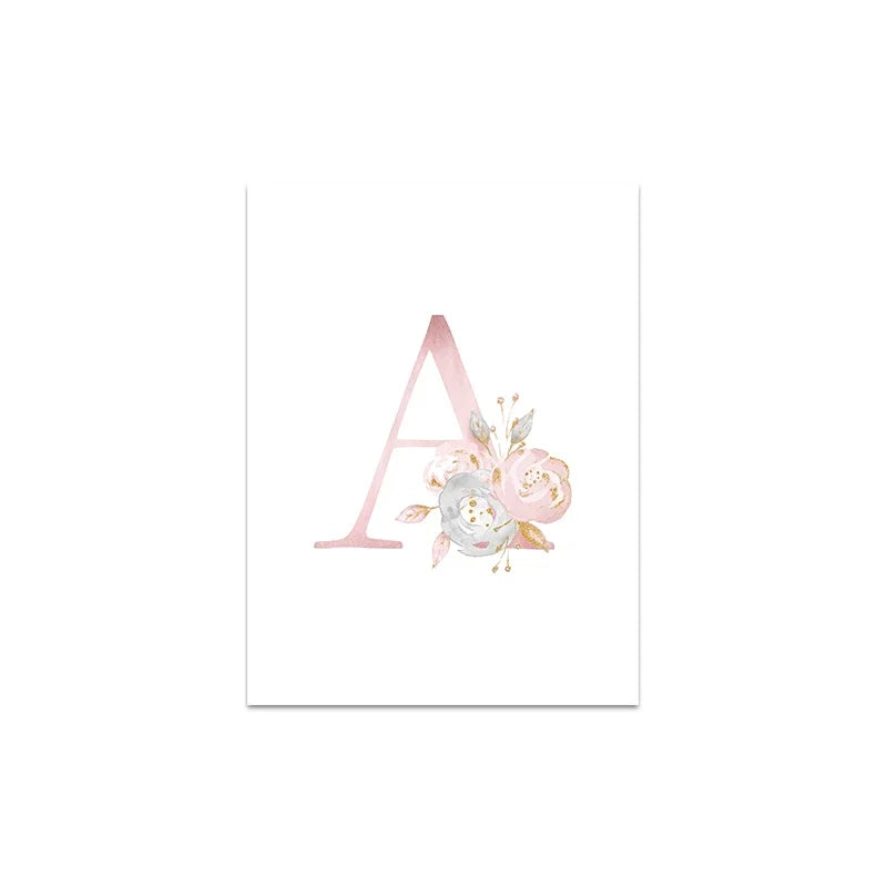 Baby Decoration Bedroom Child Posters Girl's Room Prints Nursery Pink Flower Wall Art Canvas Painting Pictures kids Room Decor