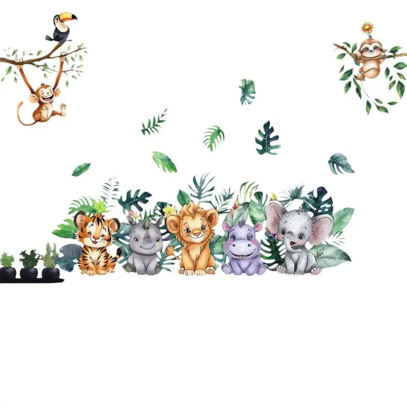 Boys Girls Room Decor Forest Animal Wall Stickers Charming Easy Apply Cartoon Themes