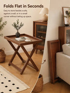 Folding Side Table,Durable Tv Tray Bed Table,Small End Table For Living Room, Bedroom