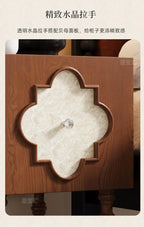 High-end Luxury Antique Bedside Table Ash Wood Artistic Four-leaf Clover Sofa Side Cabinet Bedroom Bedside Cabinet