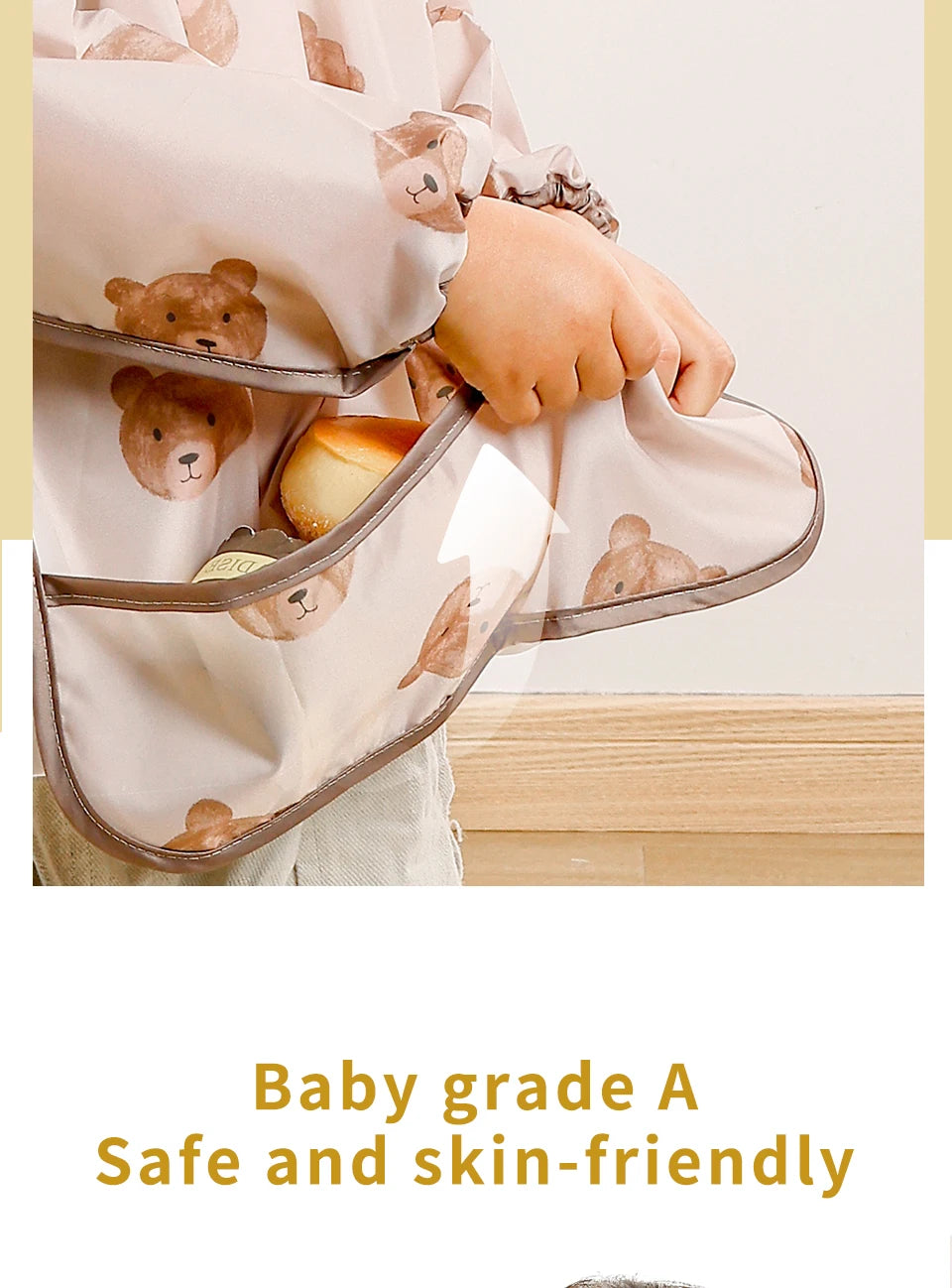 1 PC Waterproof Baby Feeding Bib  Boy Girl Painting Baby's Soft Waterproof Bib Child Meal Eating Apron with Long Sleeves