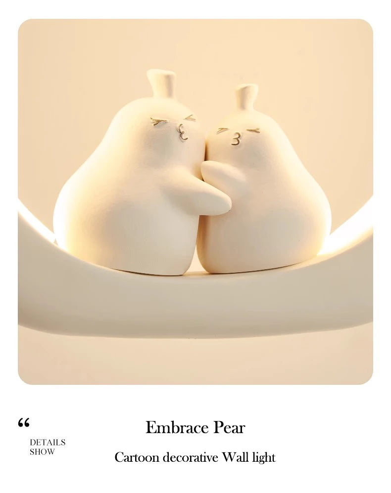 Cute Children's Room Girl Bedroom Wall Lamps Embrace Pear Lamp Creative Cream Style Princess Room Baby Room Bedside Wall Lights
