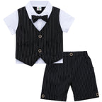 Baby Boys Clothing Set Infant Gentleman Outfit Top + Shorts Baptism Wedding Birthday Gift Costume 2PCS Kids Summer Clothes Suit