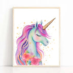 Pink Cartoon Cute Unicorn Nursery Girl Room Rainbow Art Poster Canvas Painting Wall Prints Picture Children Room Home Decor