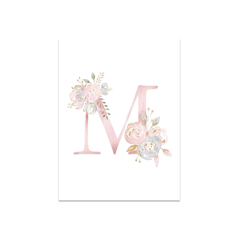 Baby Decoration Bedroom Child Posters Girl's Room Prints Nursery Pink Flower Wall Art Canvas Painting Pictures kids Room Decor