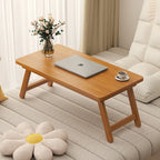 Modern Foldable Coffee Table Brown Bamboo Top Contemporary Style for Bay Window, Balcony, or Study Area