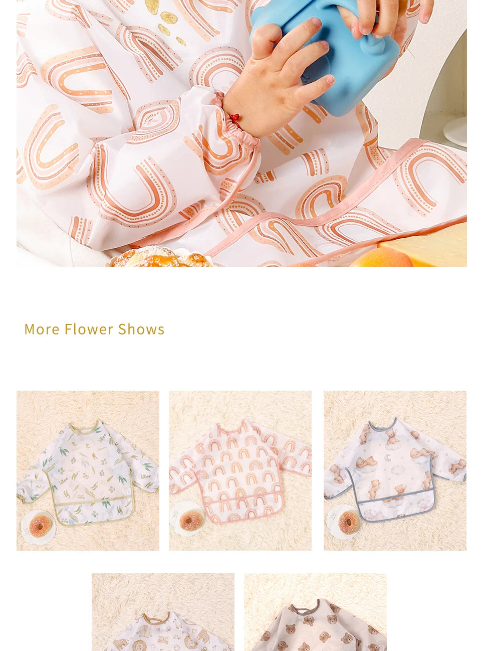 1 PC Waterproof Baby Feeding Bib  Boy Girl Painting Baby's Soft Waterproof Bib Child Meal Eating Apron with Long Sleeves