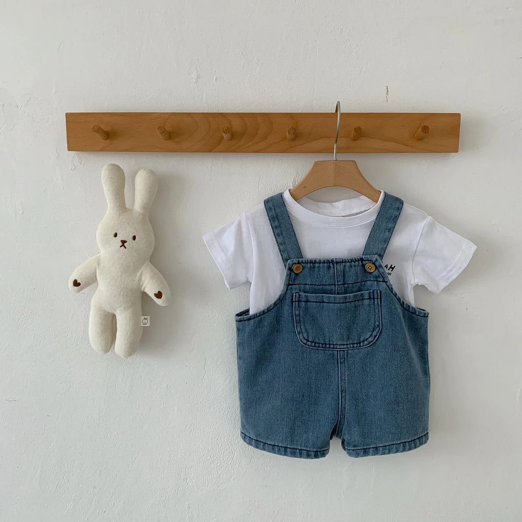 2-Piece Baby T-Shirt & Denim Jumpsuit Set