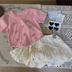 Baby Clothes Set Girls Bow Blouse Suit Children Sweet Top Bud Skirt 2 Pieces Summer New Fashion Short-Sleeved T-Shirt Outfit
