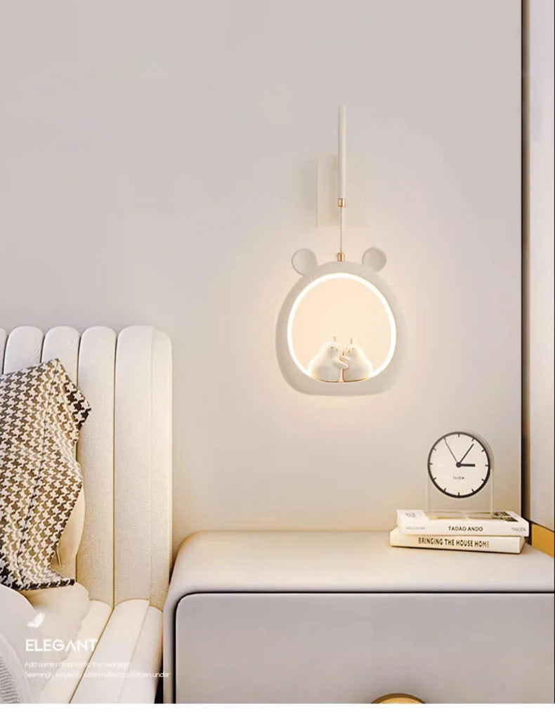 Cute Children's Room Girl Bedroom Wall Lamps Embrace Pear Lamp Creative Cream Style Princess Room Baby Room Bedside Wall Lights