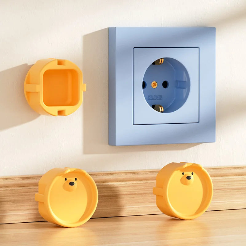 Baby Proofing Socket Protective Covers, Cartoon Silicone Anti Shock Dustproof Electrical Outlet Safety Caps for Children