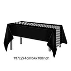 Racing Car Theme Disposable Tablecloth Red Black White Checkered Pattern Boys Kids Birthday Party Decoration Supplies Gifts ﻿