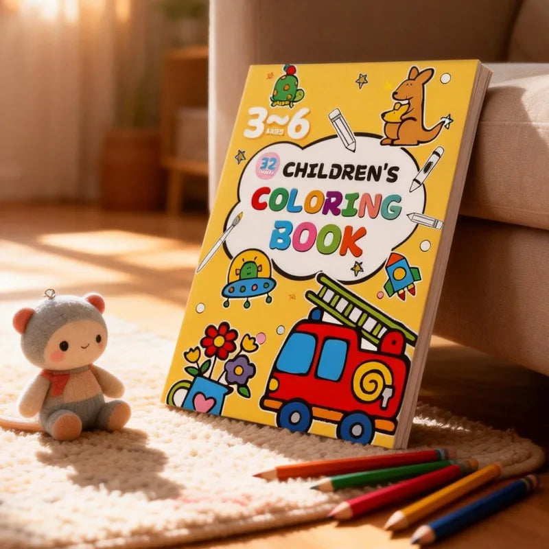 Children's Drawing Book, Containing Colored Cases, Graffiti Cartoon Animals, Transportation, Food Themes, Fun Coloring Book