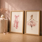 Nursery Wall Art, Nordic Cute Pink Ballet Girl Canvas Painting | Baby Poster for Toddler Kids Room Wall Decor