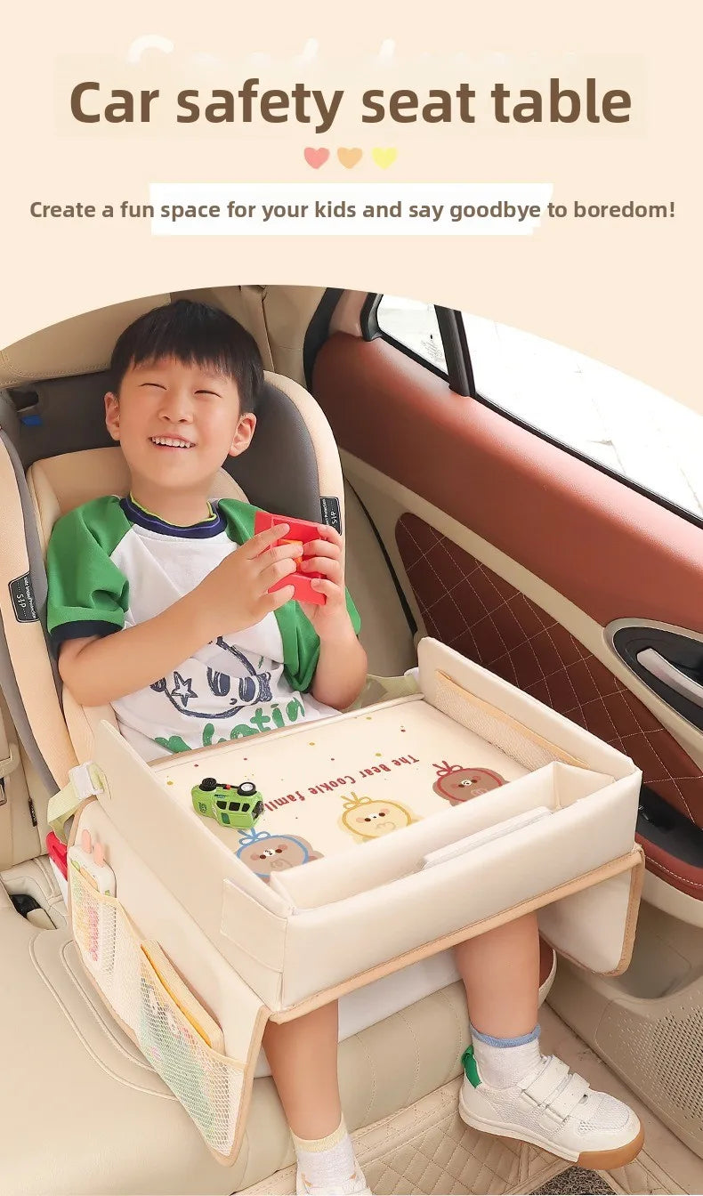 Baby Car Waterproof Storage Dining Table, Cartoon Kids Car Safety Seat Tray, Universal Small Table Board for Strollers