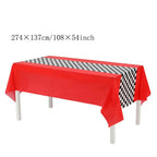 Racing Car Theme Disposable Tablecloth Red Black White Checkered Pattern Boys Kids Birthday Party Decoration Supplies Gifts ﻿