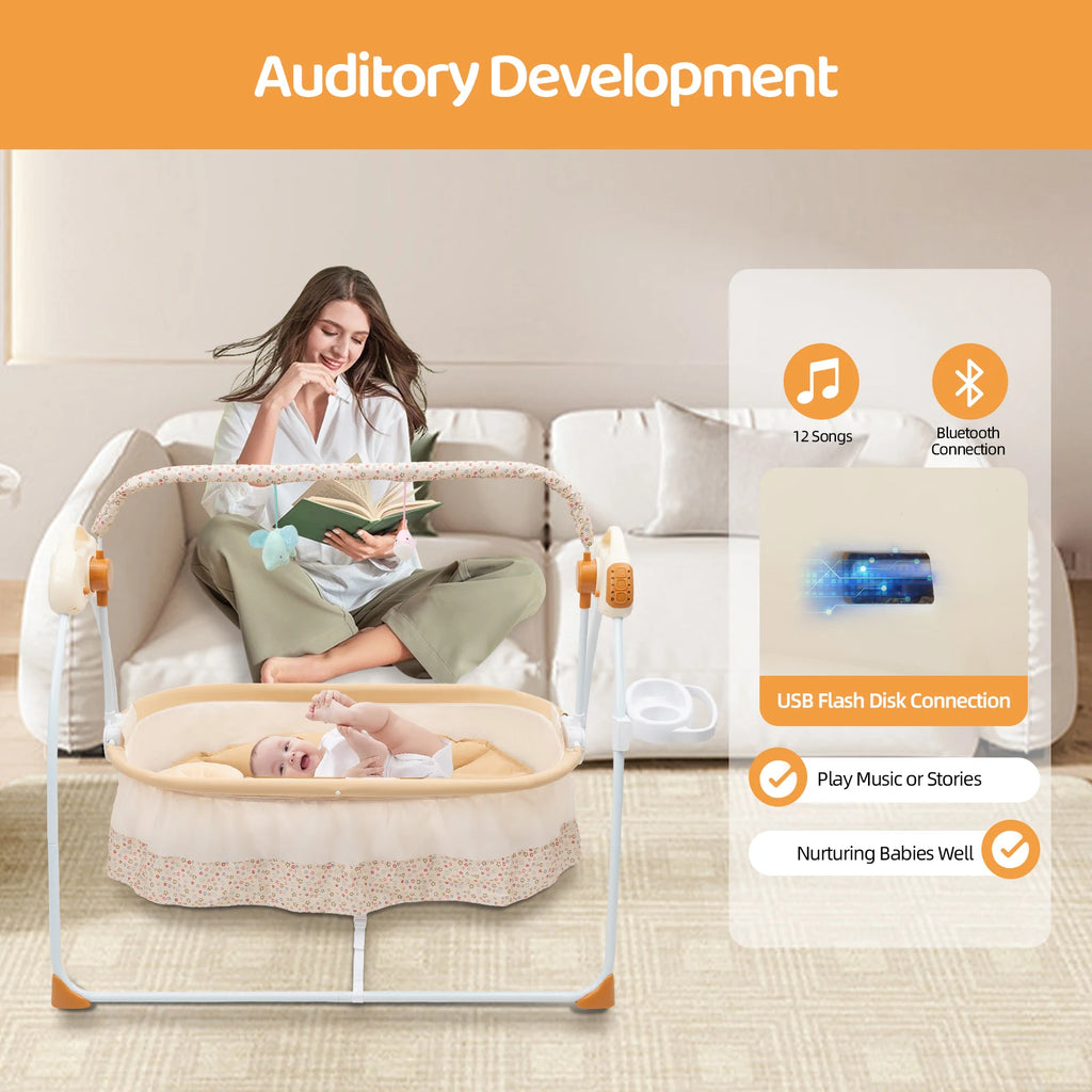 Foldable Baby Bassinet Auto Swing