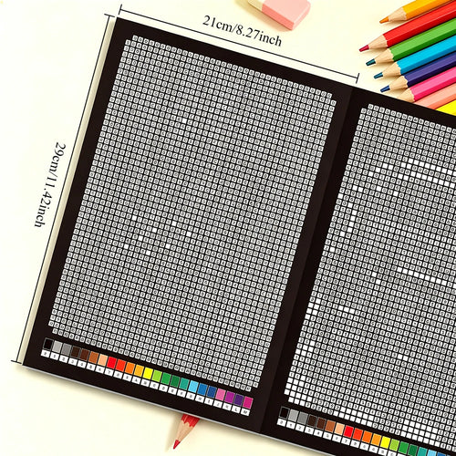 32 Themes DIY Art Painting Coloring Book for Adult, Interesting Grid Pattern Coloring Pages, Educational Activity Book