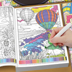 32 Themes Color by Number Book for Adults, Relax Coloring Book with Various Detailed Animal, Flower and Landscape Patterns