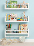 Nursery Book Shelves ,15.7 Inch Wood Floating Bookshelves for Wall Set of 3, Baby Kids Decor, Solid Wood Wall Mounted Shelves