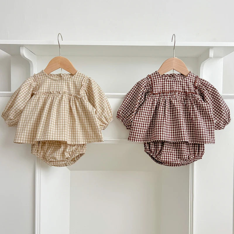 2-Piece Cotton Plaid Baby Outfit