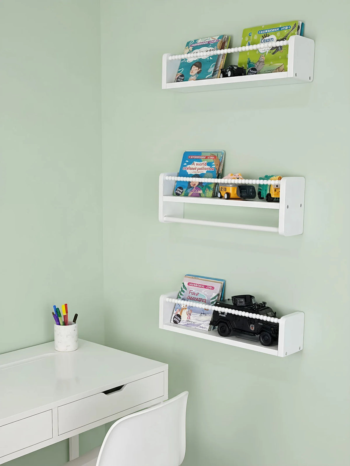 Nursery Book Shelves ,15.7 Inch Wood Floating Bookshelves for Wall Set of 3, Baby Kids Decor, Solid Wood Wall Mounted Shelves
