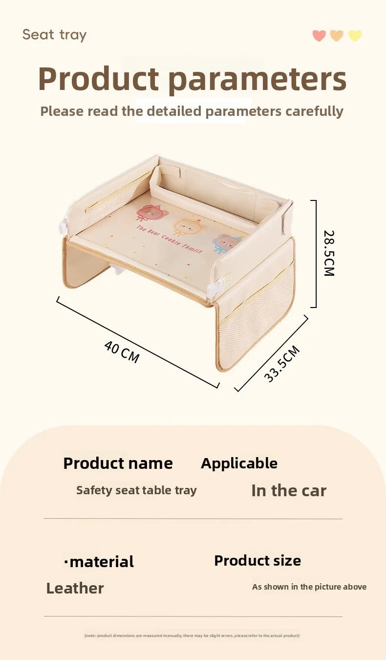 Baby Car Waterproof Storage Dining Table, Cartoon Kids Car Safety Seat Tray, Universal Small Table Board for Strollers