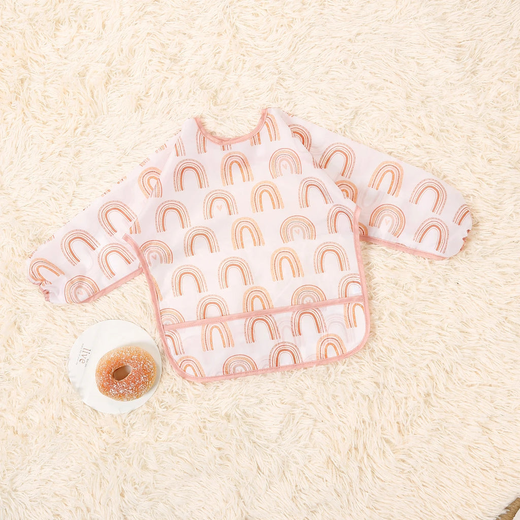 1 PC Waterproof Baby Feeding Bib  Boy Girl Painting Baby's Soft Waterproof Bib Child Meal Eating Apron with Long Sleeves