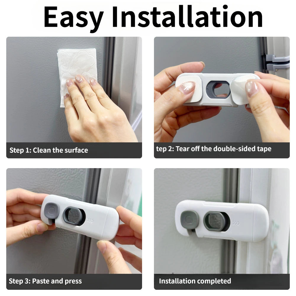 Child Safety Lock 2 Pack, No Tools Installation, Universal for Cabinets Drawers Fridge, Anti-Pinch Baby Proofing