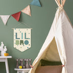 Nursery Decor Canvas Banner,Boy Bedroom Playroom Wall Art Decorations,Boho Twin Room Sign, Big Bro Lil Bro, Sage Green Blue Kids