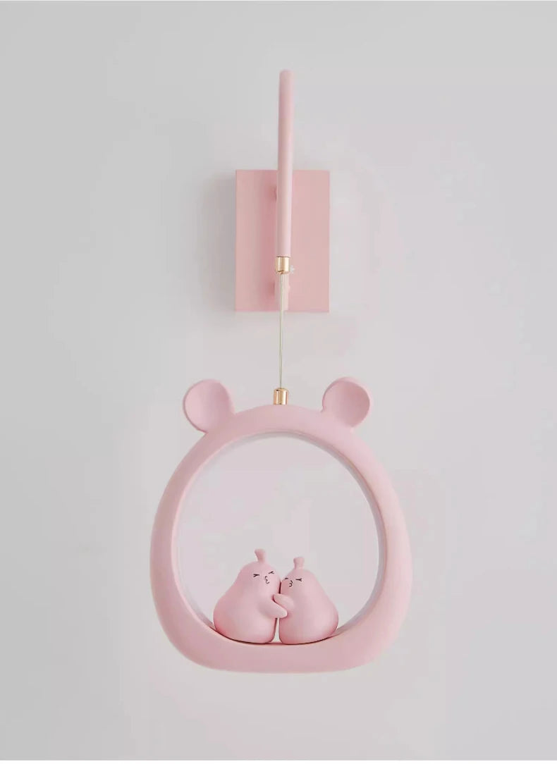 Cute Children's Room Girl Bedroom Wall Lamps Embrace Pear Lamp Creative Cream Style Princess Room Baby Room Bedside Wall Lights