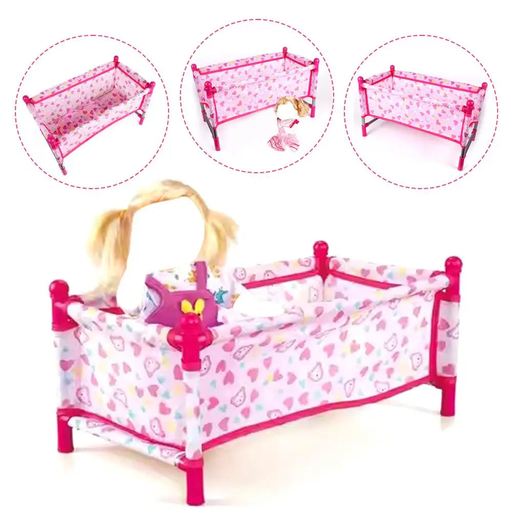 Foldable Doll Crib for Pretend Play