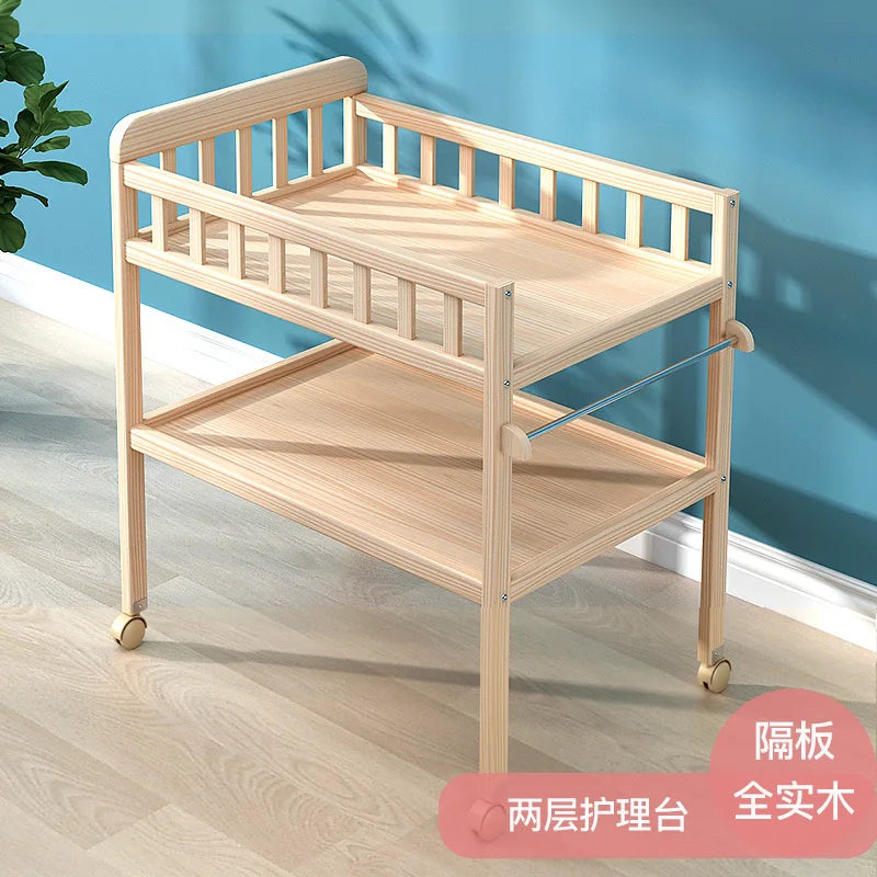 Diaper Changing Tables Solid Wood Baby Care Table Massage Bath Integrated Multifunctional Baby Bed Changing Table