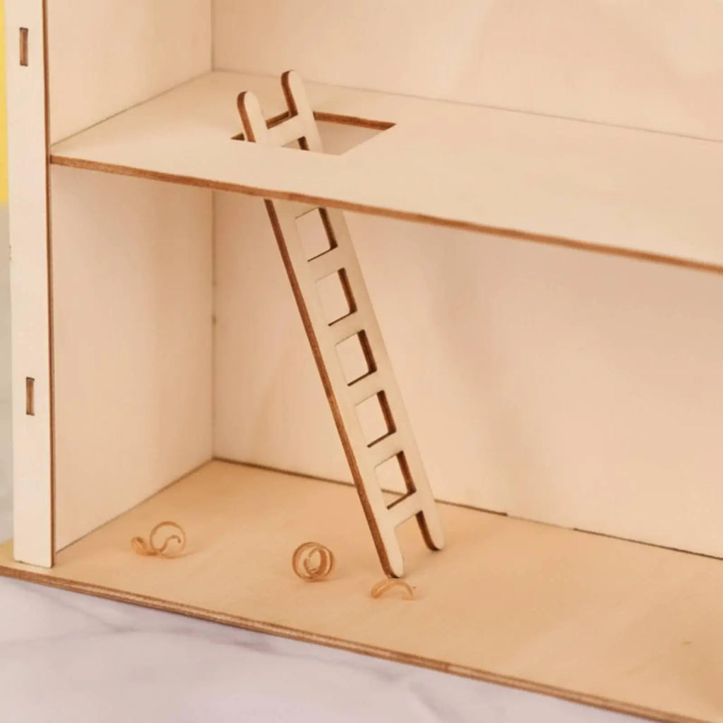 Wooden Children Assembly House Paintable DIY Small Cabin Decor Miniature Dollhouse Furniture for Kids